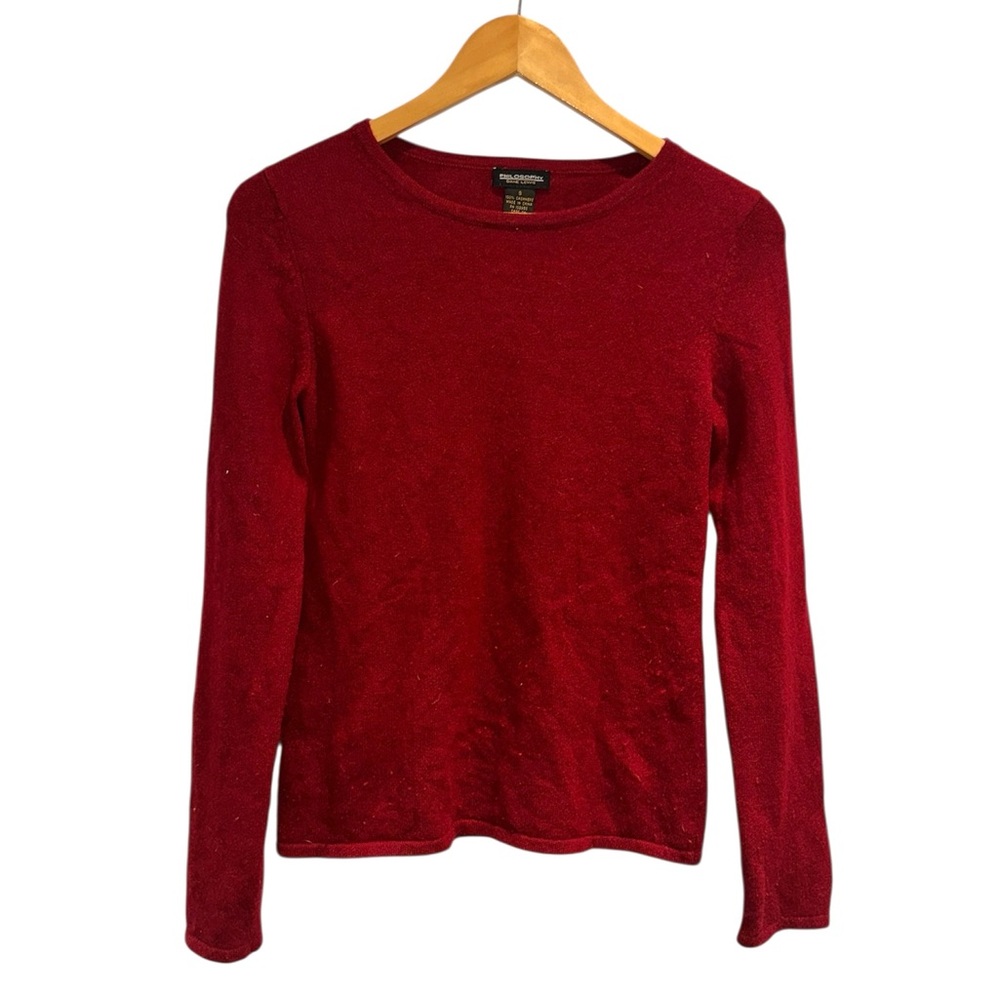 Philosophy Dane Lewis Red 100% Cashmere Crew Neck Sweater Size Small